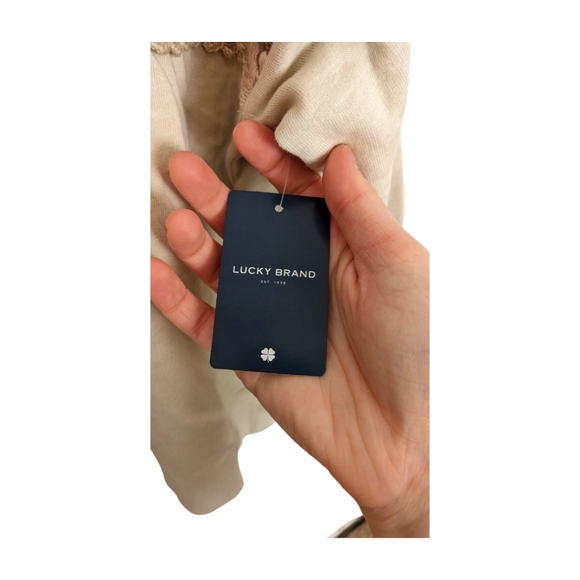 NWT Lucky Brand Crochet (Pink/Neutral Scheme) Sweatshirt, Medium - Picture 5 of 6